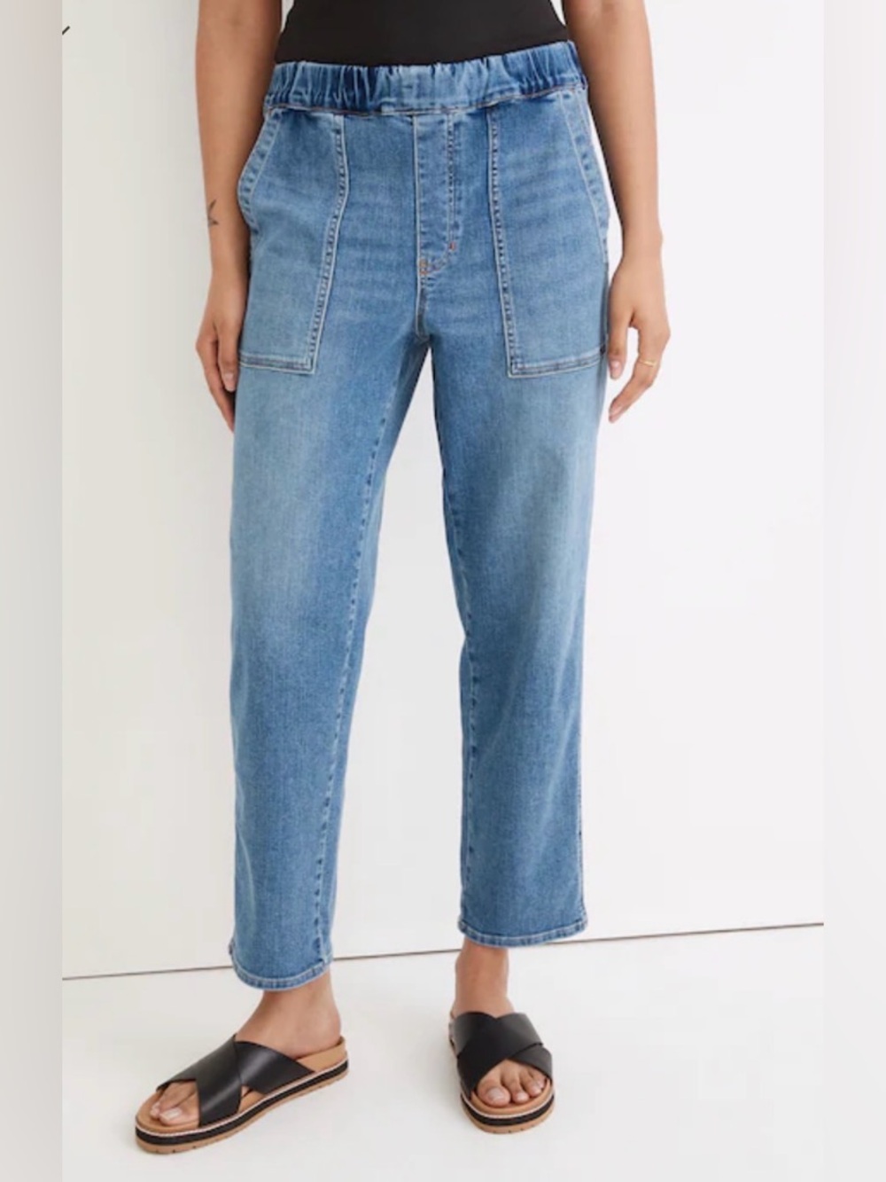 NWT Madewell Pull-On Relaxed Jeans Boyer Wash Super Stretch S ND642